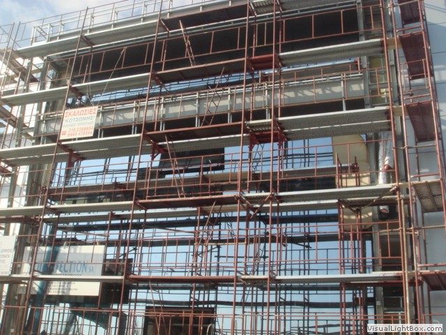 Scaffolding on a new building under construction