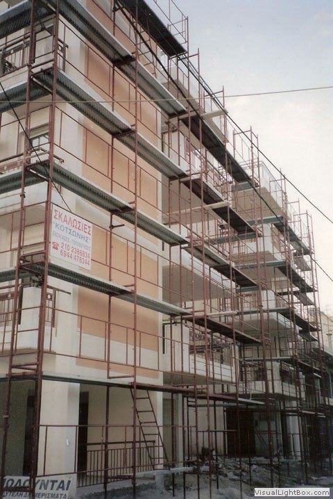 Scaffolding on a new building under construction