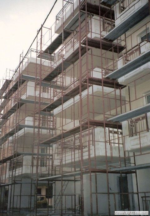Scaffolding on a new building under construction