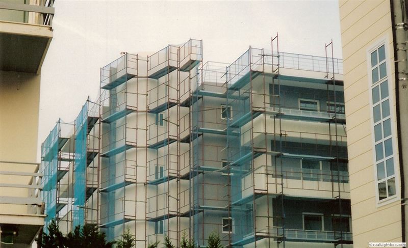 Scaffolding on a new building under construction