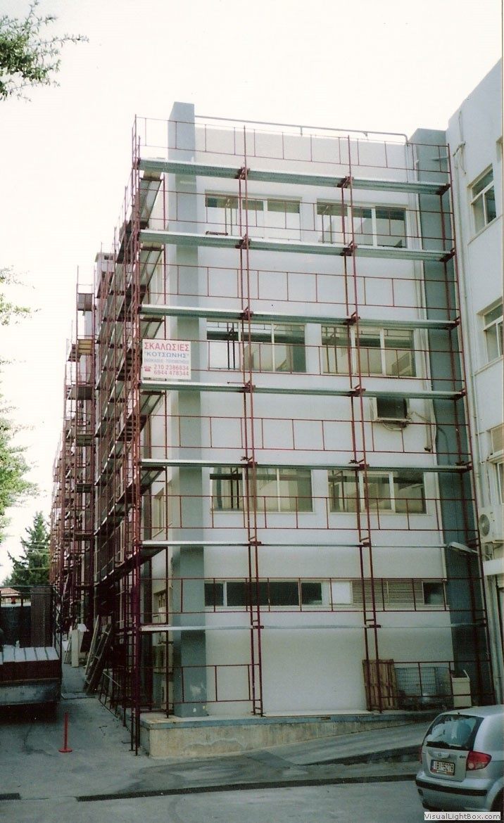 Scaffolding on a new building under construction