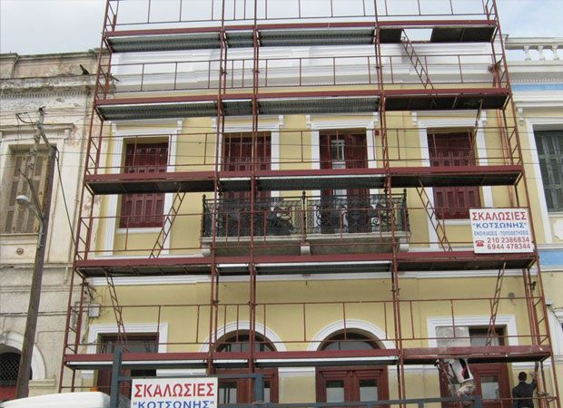 Scaffolding on a neoclassical building