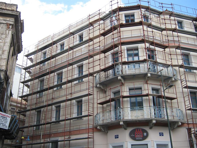 Scaffolding on a neoclassical building