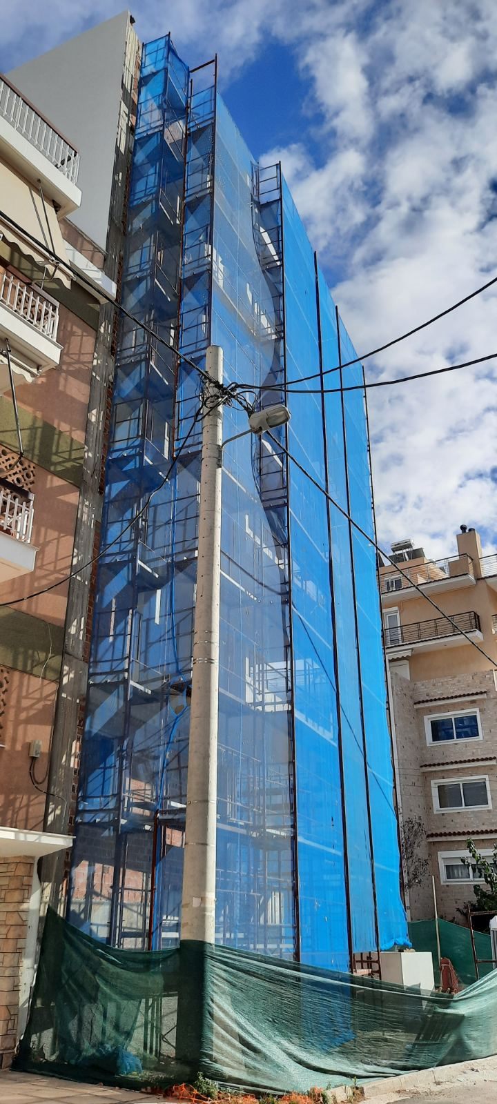 Scaffolding on a high-rise building