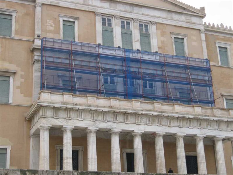 Scaffolding at the Hellenic Parliament at Syntagma Square