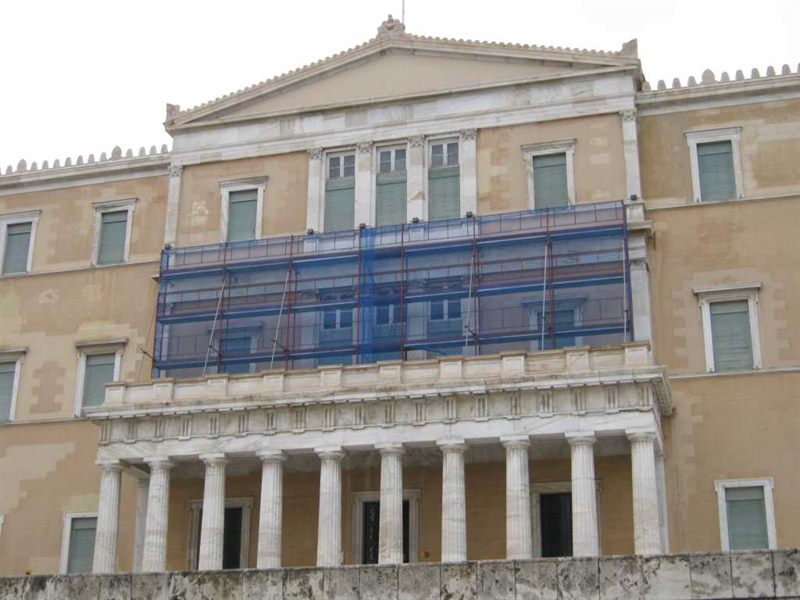 Scaffolding at the Hellenic Parliament at Syntagma Square