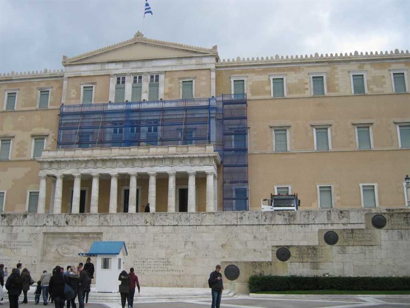 Scaffolding at the Hellenic Parliament at Syntagma Square
